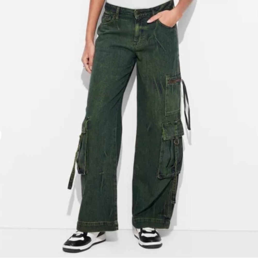 Wild Fable Green Cargo Jeans Relaxed Fit
